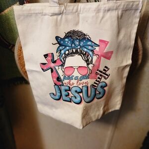 JUST A GIRL WHO LOVES JESUS TOTE BAG